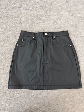 NWOT Black Faux Leather A-Line Mini Skirt - Women
